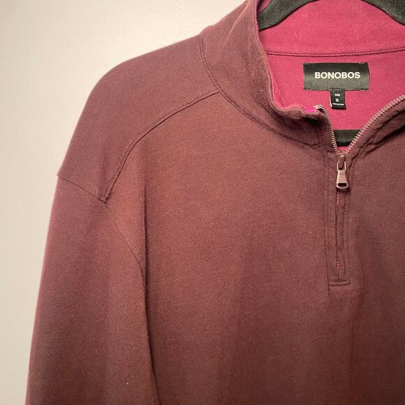 Bonobos Men's size XL Slim Eggplant Purple Quarter Zip Pullover Sweater - Picture 3 of 8